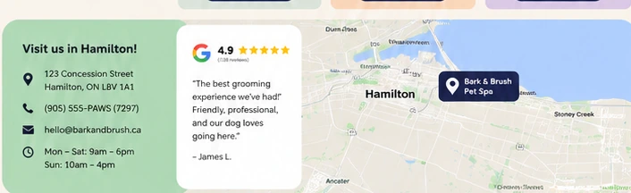 Bark and Brush Hamilton location card