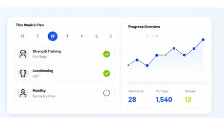 Weekly training plan and progress dashboard