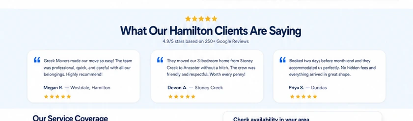 Greek Movers reviews and coverage section