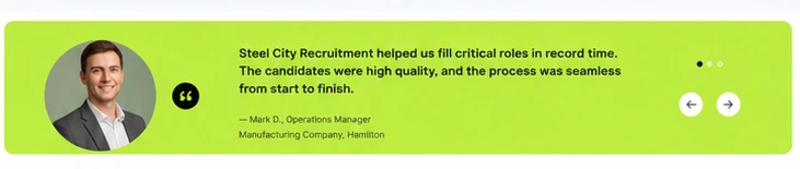 Steel City Recruitment testimonial